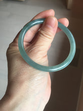 Load image into Gallery viewer, 55.5mm Certified Type A 100% Natural light green/blue/gray Guatemala slim round cut Jadeite bangle PD67-1481
