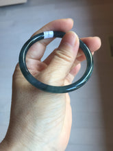 Load image into Gallery viewer, 52mm Certified Type A 100% Natural icy watery dark green/blue/gray Guatemala slim round cut Jadeite bangle PD55-5513
