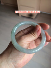 Load image into Gallery viewer, 55.5mm certified 100% natural light green/white/gray round cut jadeite jade bangle B103-9863
