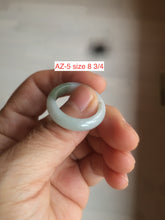 Load image into Gallery viewer, 100% natural type A dark green/green jadeite jade band ring AZ91
