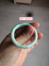 Load image into Gallery viewer, 35-38mm Type A 100% Natural sunny green/white Jadeite Jade kids bangle /scarf button group BF100
