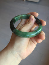 Load image into Gallery viewer, Sold  58.8mm Certified 100% natural Type A sunny green dark green/black(绿水墨)  jadeite jade bangle PB57-9764
