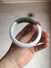 Load image into Gallery viewer, 54.8mm certified type A 100% Natural oily dark green/white(半山半水) chubby Jadeite Jade bangle C82-4436
