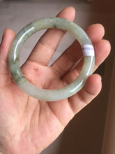 Load image into Gallery viewer, 51.6mm Certified type A 100% Natural light green dark green floating seaweed slim round cut Jadeite bangle PC58-6614
