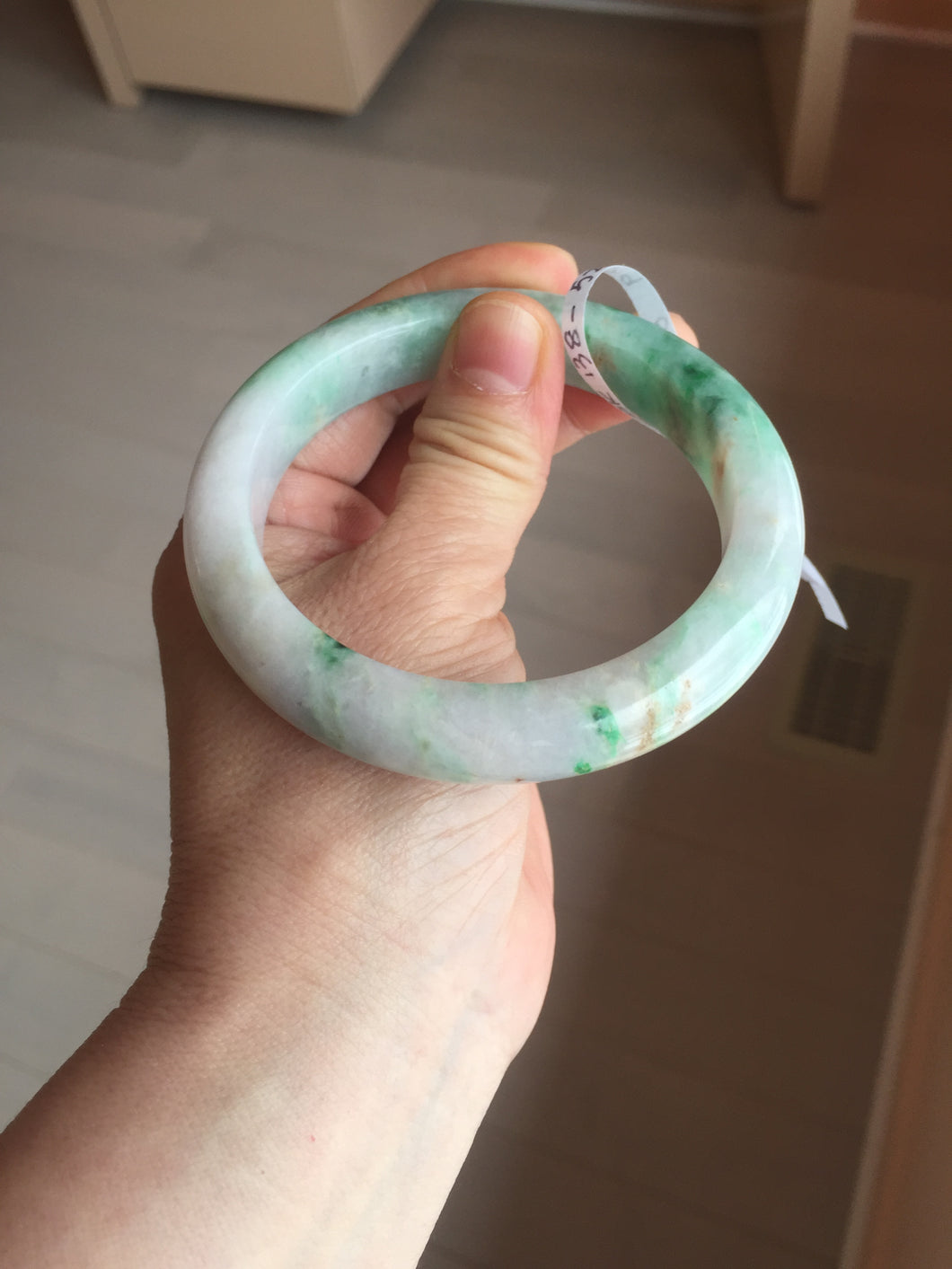 60.2mm certified Type A 100% Natural light green sunny green light purple Jadeite Jade bangle BK138-5279