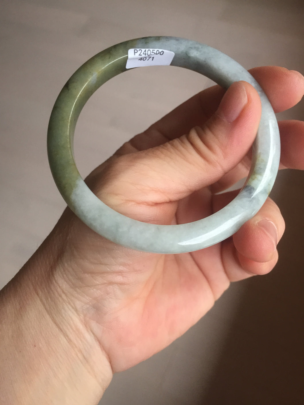 57.5mm certified Type A 100% Natural dark green/brown/yellow/purple slim Jadeite Jade bangle D133-4071