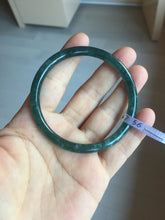 Load image into Gallery viewer, 56mm Certified Type A 100% Natural dark green/blue/gray Guatemala slim round cut Jadeite bangle PD16-4447
