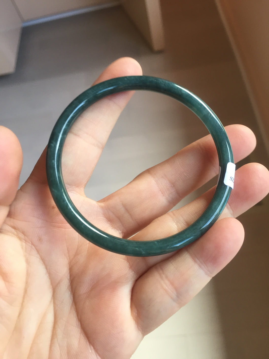 56.5mm Certified Type A 100% Natural icy watery spring-water green/blue/gray Guatemala slim round cut Jadeite bangle PA138-8852
