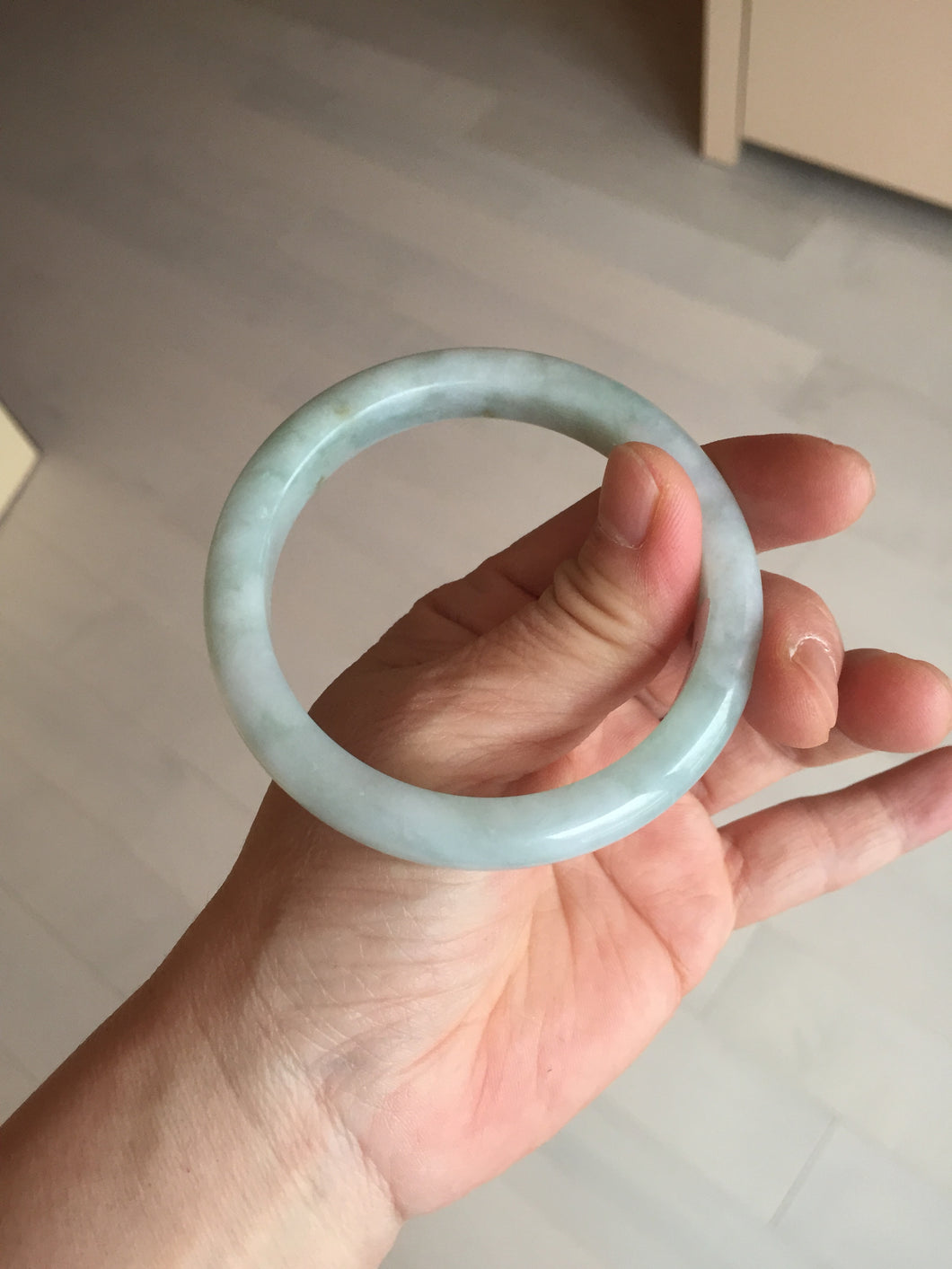 56.4 mm certificated Type A 100% Natural light green Jadeite Jade bangle BK44-7848