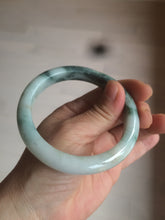 Load image into Gallery viewer, 59mm Certified type A 100%  Natural green/white/brown with green floating flowers slim Jadeite bangle AZ34-4364
