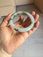 Load image into Gallery viewer, 55mm 100% Natural type A green white green floating flowers carved and golden-painted Jadeite Jade bangle PA168-2337
