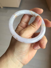 Load image into Gallery viewer, 56mm 100% Natural type A light purple white carved and golden-painted round cut Jadeite Jade bangle PA175-9116
