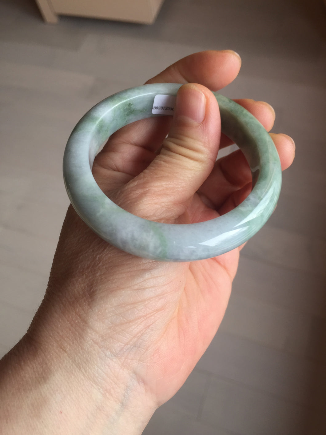 53.5mm 100% natural certified green/white/light purple jadeite jade bangle AU44-0248