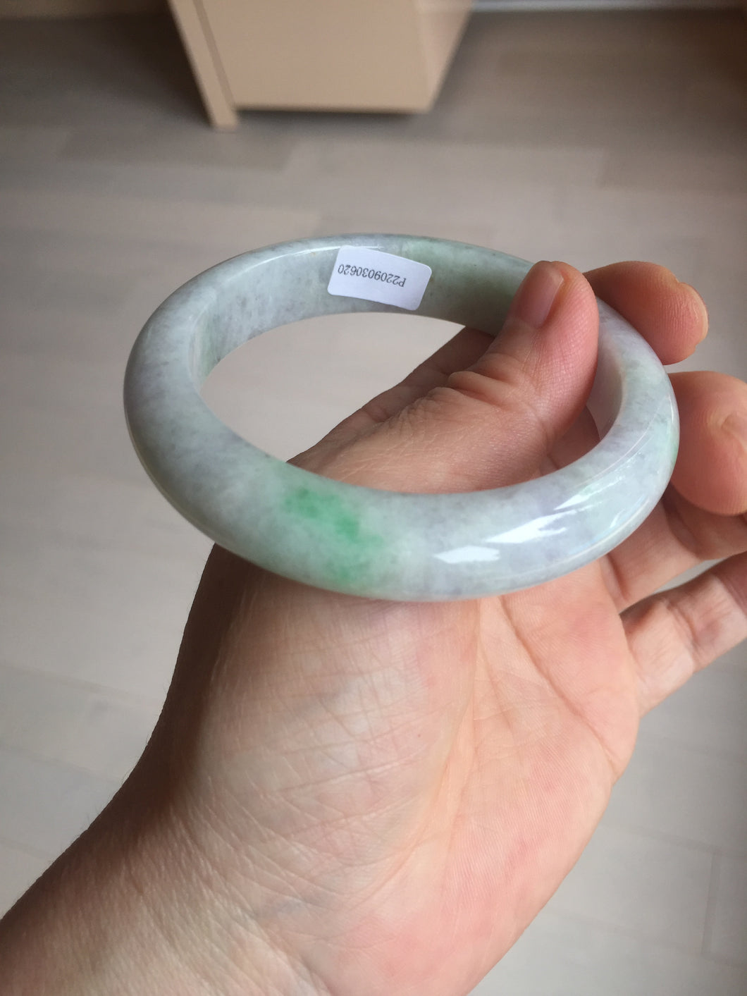 57.2mm Certified Type A 100% Natural sunny green purple Jadeite Jade bangle BP43-0620