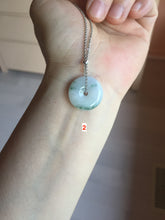 Load image into Gallery viewer, 19mm Type A 100% Natural green white with green floating flowers Jadeite Jade Safety Guardian Button donuts Pendant group PC106
