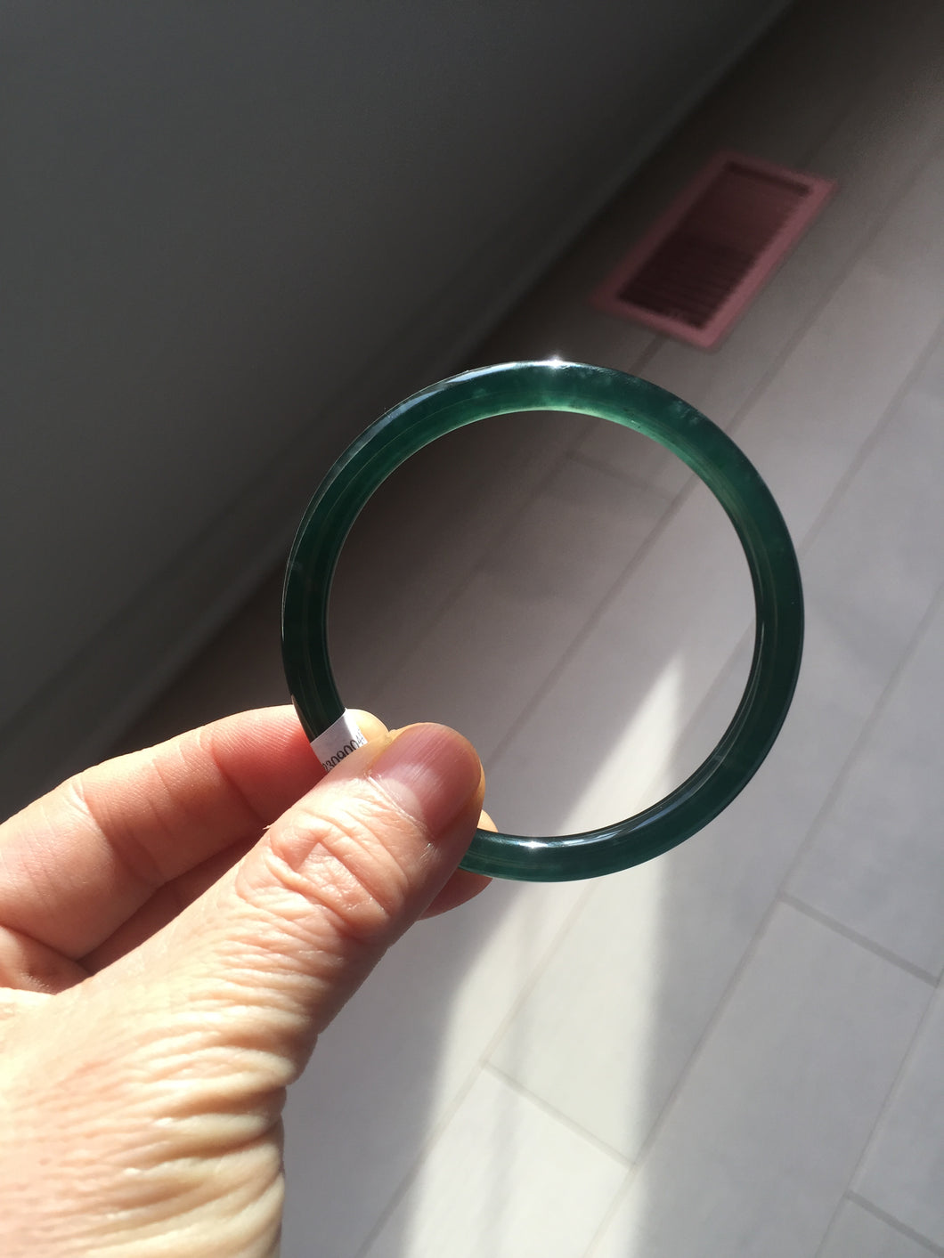 54mm Certified Type A 100% Natural deep sea dark green/blue/gray/black slim round cut Guatemala Jadeite bangle BS48-4456