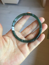 Load image into Gallery viewer, 58.5mm Certified Type A 100% Natural icy watery green/blue/black/gray slim round cut Guatemala Jadeite bangle PC91-3364
