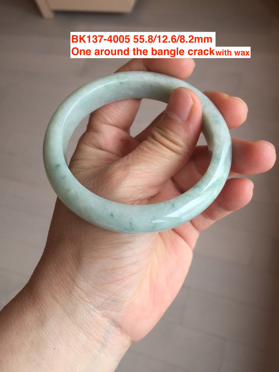 54-63mm certified Type A 100% Natural dark green/white/black Jadeite Jade bangle group with defects GL23