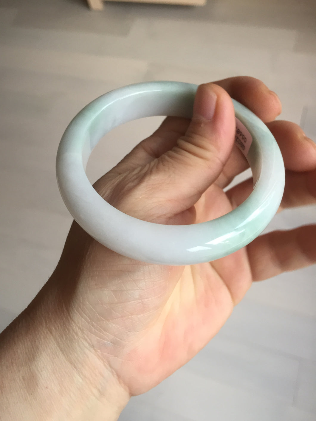 55.5mm Certified Type A 100% Natural green white Jadeite Jade bangle BQ58-6877