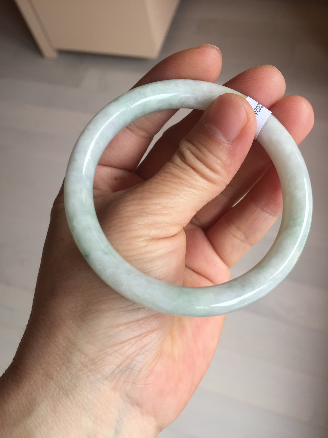 55mm Certified Type A 100% Natural light green yellow round cut Jadeite Jade bangle Q134-2846