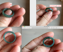 Load image into Gallery viewer, 15.7mm/size5 100% natural type A icy watery green/white/yellow jadeite jade band ring G105-5
