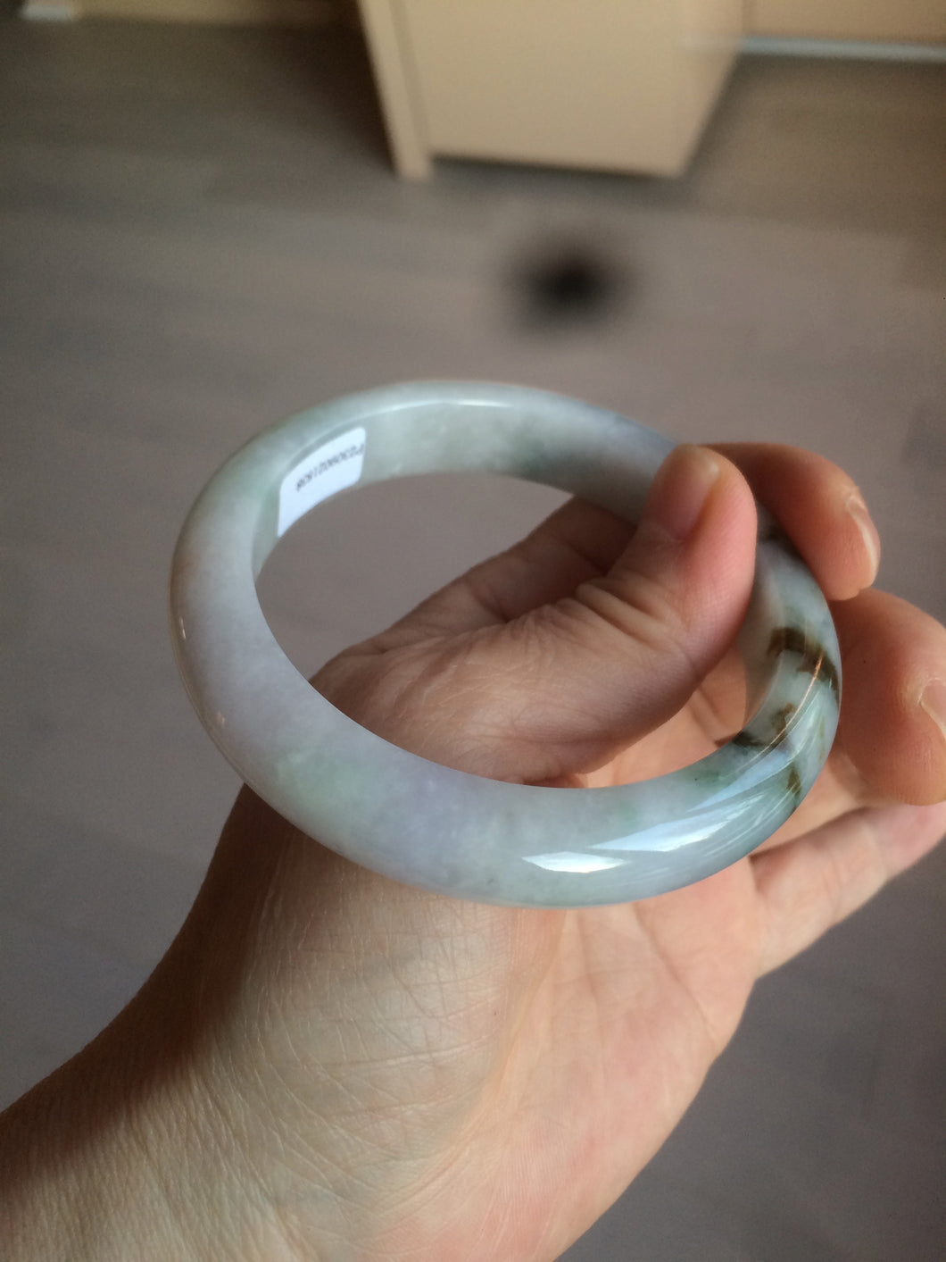 56.8mm certified type A 100% Natural dark green/white/purple jadeite jade bangle BG76-1838