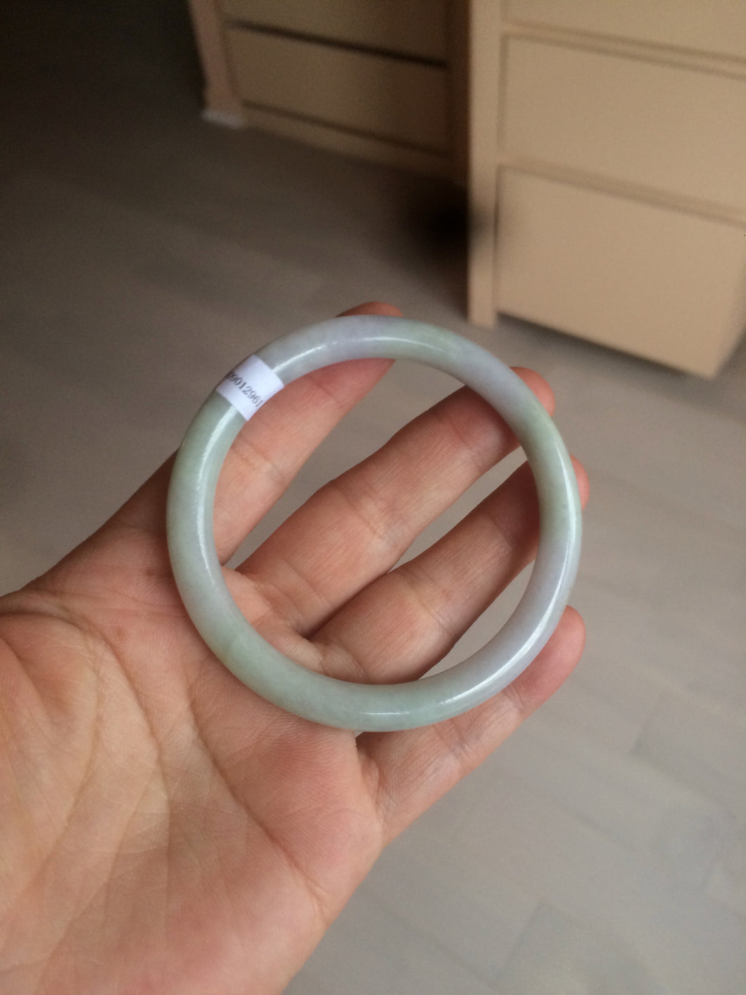 55.6mm 100% natural certified light green/purple/white round cut jadeite jade bangle AZ127-2961