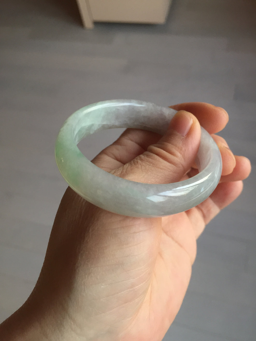 51.5mm certified 100% natural type A light purple sunny green yellow oval jadeite jade bangle BL77-8666