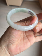 Load image into Gallery viewer, 47.5mm certified 100% natural Type A icy watery green white  oval jadeite jade bangle BP46-9356
