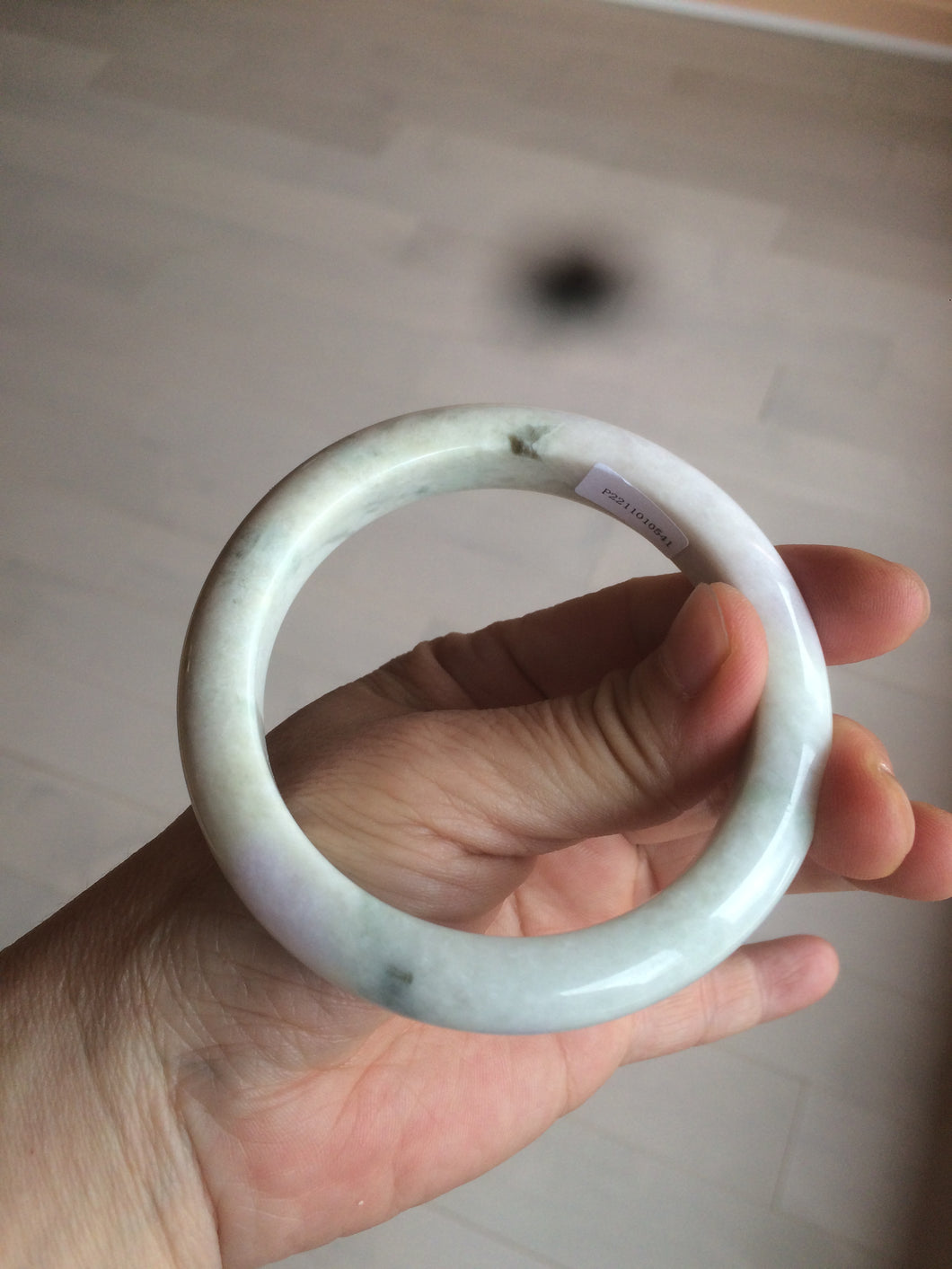 58mm Certified Type A 100% Natural light green/purple/beige/white Jadeite Jade bangle AS74-0541