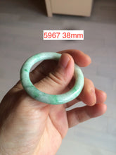 Load image into Gallery viewer, 35-38mm Type A 100% Natural sunny green/white Jadeite Jade kids bangle /scarf button group BF100
