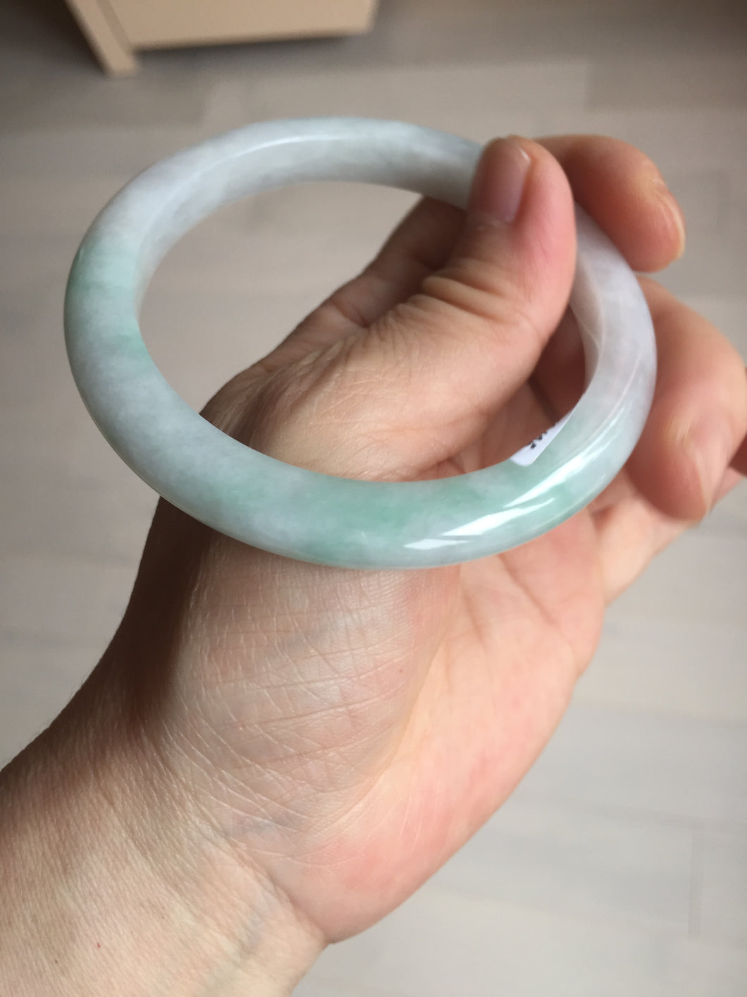 56.5mm certified 100% natural type A white/light green white purple jadeite jade bangle AH96-0543