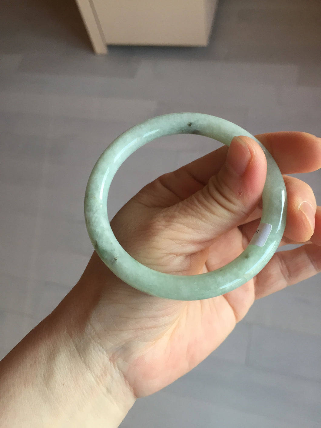 55.7mm Certified 100% natural Type A light green round cut jadeite jade bangle BL54-3291