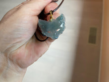 Load image into Gallery viewer, 100% natural type A dark green/gray Guatemala jadeite jade fox mask pendant necklace BP176
