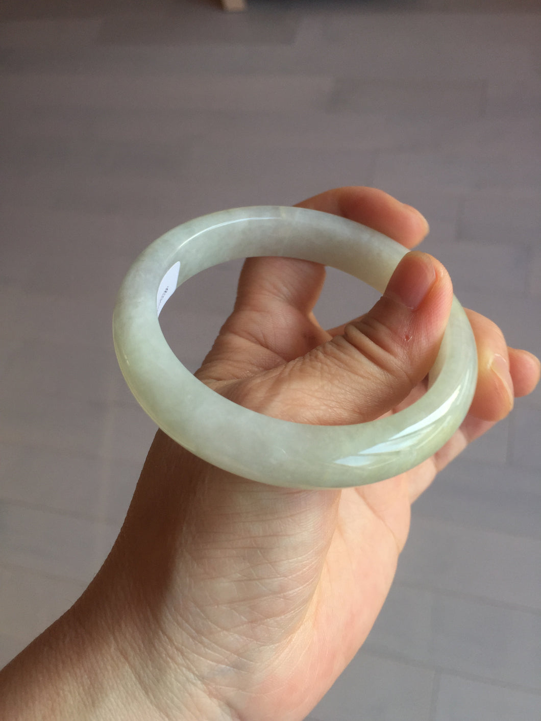 57.5mm certified 100% natural Type A icy watery light yellow/white with jadeite jade bangle BL56-3288