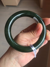 Load image into Gallery viewer, 57.5mm certified 100% Natural dark green/black chubby round cut Hetian nephrite Jade bangle HT39-0122
