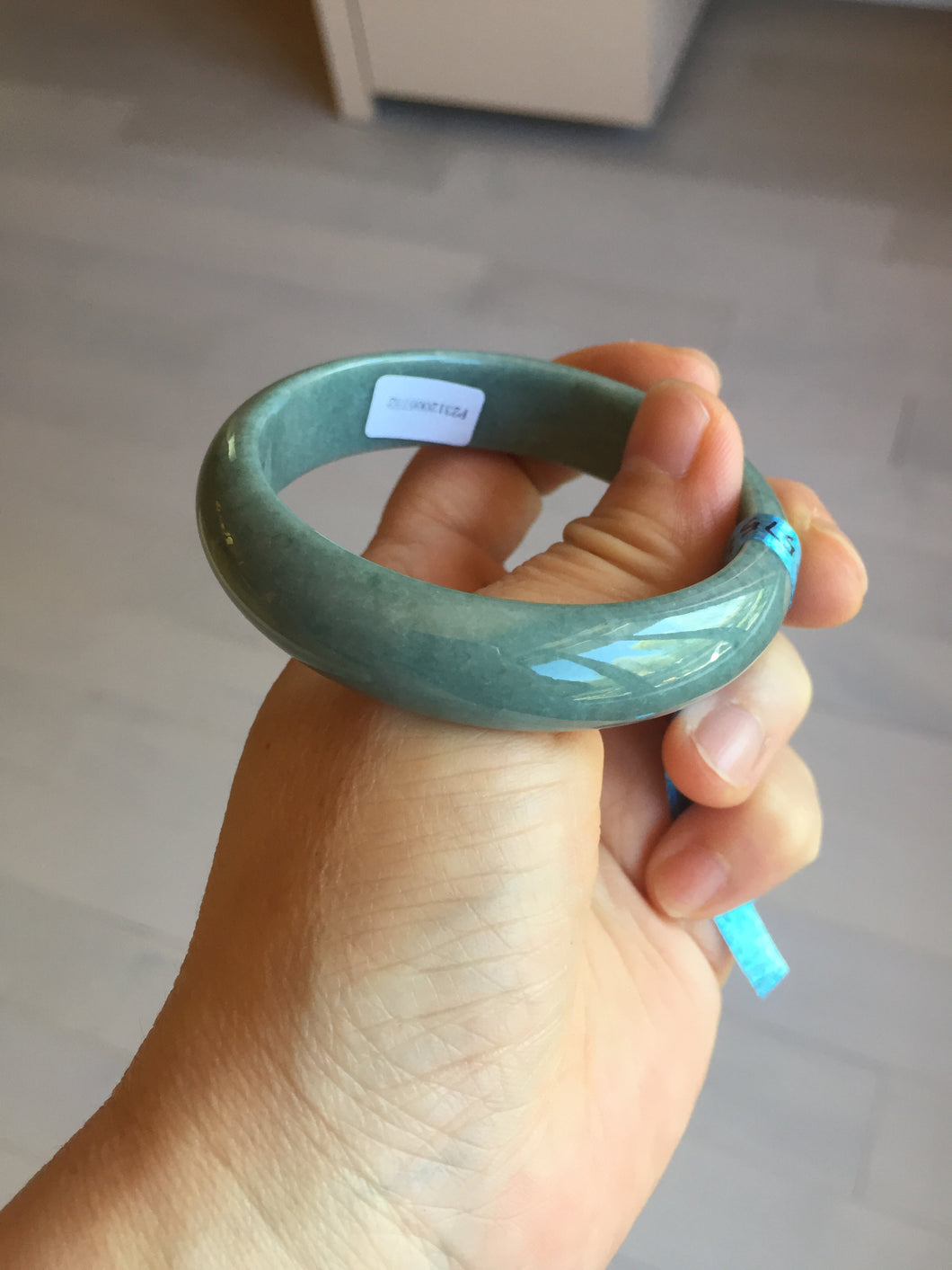 54.5mm Certified Type A 100% Natural deep sea green/blue/gray/black Guatemala Jadeite bangle GL33-4-5752