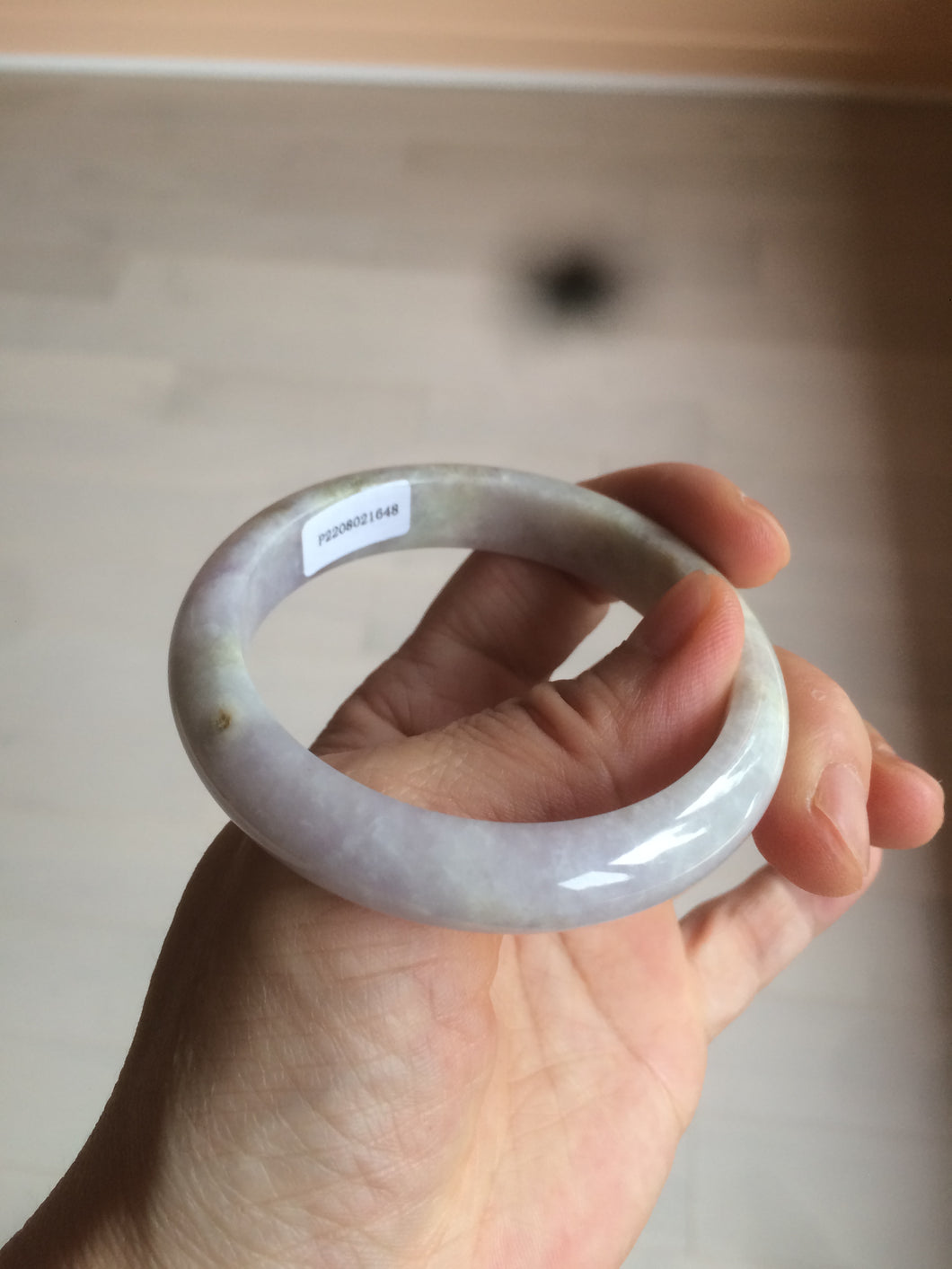 52.5 mm Certified Type A 100% Natural light green/purple/brown Jadeite Jade bangle AZ78-1648