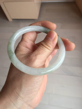 Load image into Gallery viewer, 57.5mm Certified type A 100% Natural light green round cut Jadeite bangle BM79-0414
