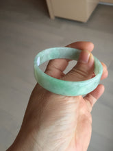 Load image into Gallery viewer, 52mm Certified Type A 100% Natural sunny green white square Jadeite Jade bangle AJ71-1346
