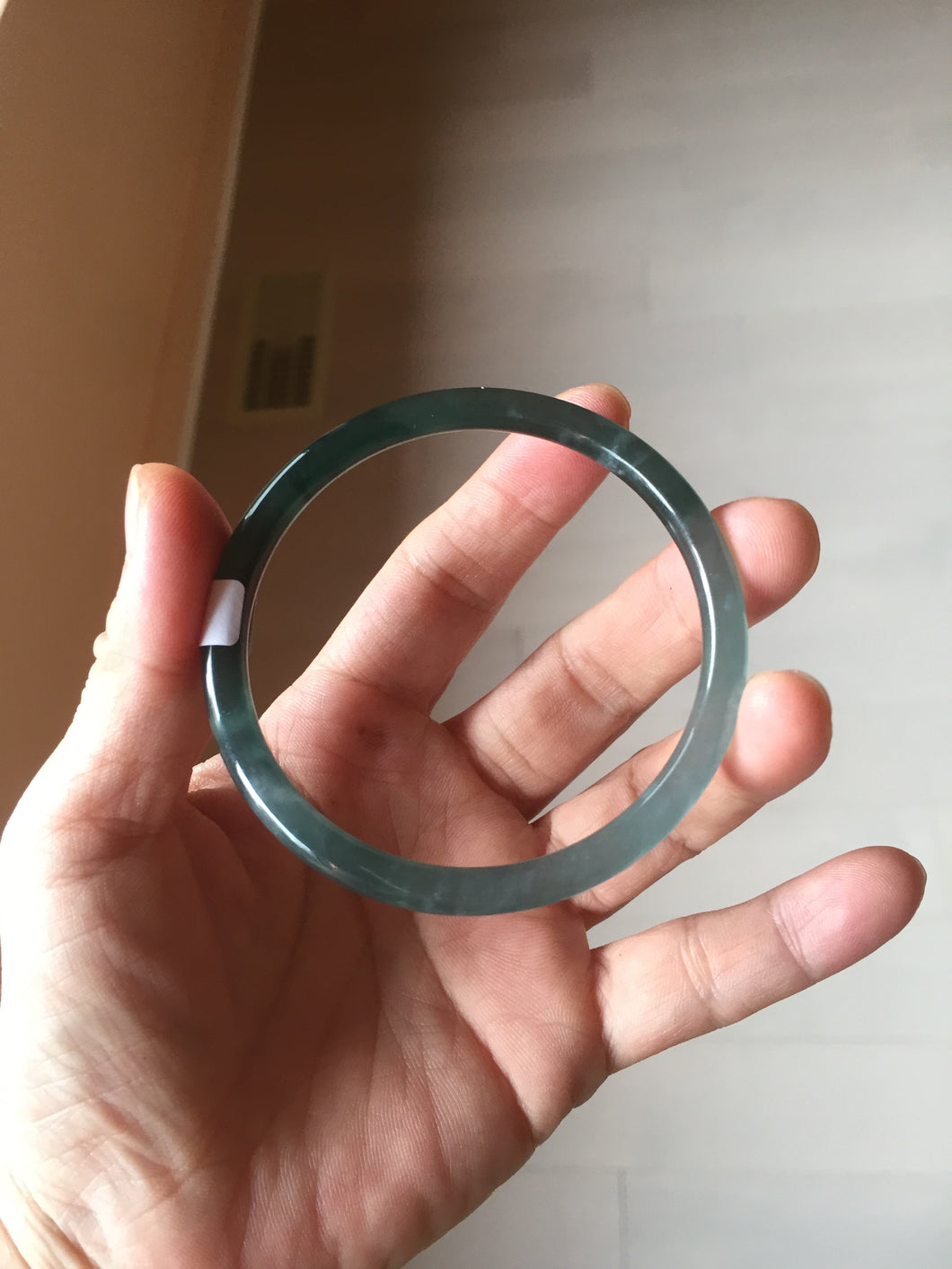 58mm Certified Type A 100% Natural dark green/blue/gray Guatemala slim round cut Jadeite bangle PD179-2482