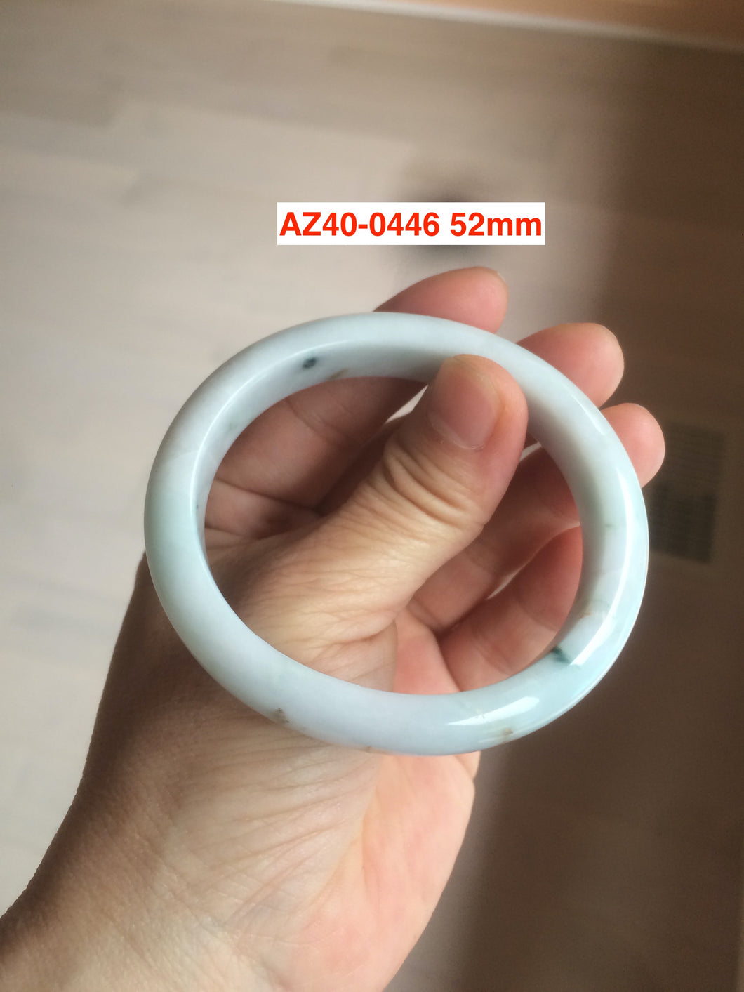 51-53mm Certified Type A 100% Natural light green/white with green floating flowers oval Jadeite Jade bangle group AZ40