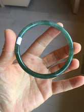 Load image into Gallery viewer, 60mm Certified Type A 100% Natural icy watery deep sea dark green/blue/gray/black Guatemala slim round cut Jadeite bangle PB150-1476
