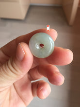 Load image into Gallery viewer, 16-20mm Type A 100% Natural icy watery light green white gray Jadeite Jade Safety Guardian Button donuts Pendant group AU81
