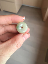 Load image into Gallery viewer, 16-20mm Type A 100% Natural icy watery light green white gray Jadeite Jade Safety Guardian Button donuts Pendant group AU81
