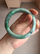 Load image into Gallery viewer, 60.5mm certified Type A 100% Natural sunny green gray black Jadeite Jade bangle BS81-9872
