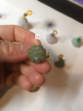 Load image into Gallery viewer, 100% Natural type A dark green/purple/gray Jadeite Jade lotus pod hanger BF40
