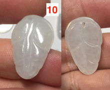 Load image into Gallery viewer, 100% natural type A icy watery white purple green jadeite jade  leaf pendant group F157
