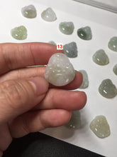 Load image into Gallery viewer, 100% Natural type A icy watery light green white small happy Buddha (拇指佛) jadeite Jade pendant group F131
