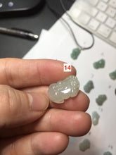 Load image into Gallery viewer, 100% natural type A icy watery jadeite jade green/white 3D PiXiu(貔貅) pendant necklace F160
